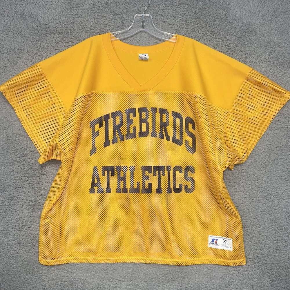 VTG Russell Athletic Football Mesh Jersey Men's XL‎ Yellow Firebird Athletics